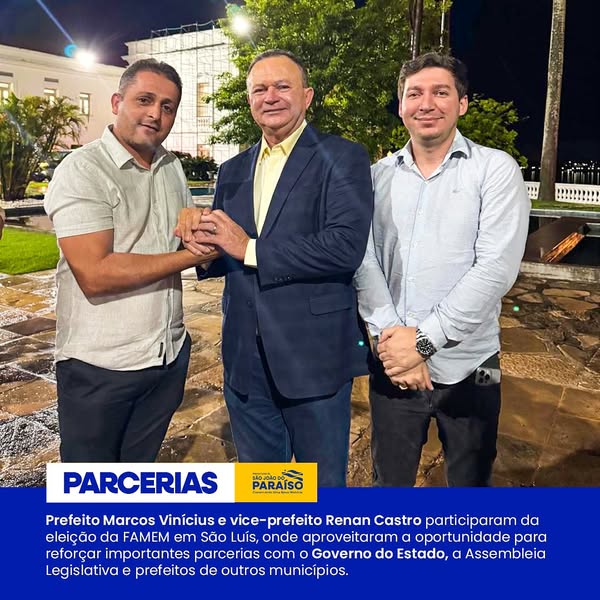 Prefeito Marcos Vinícius e vice-prefeito Renan Castro participaram da eleição da Federação dos...